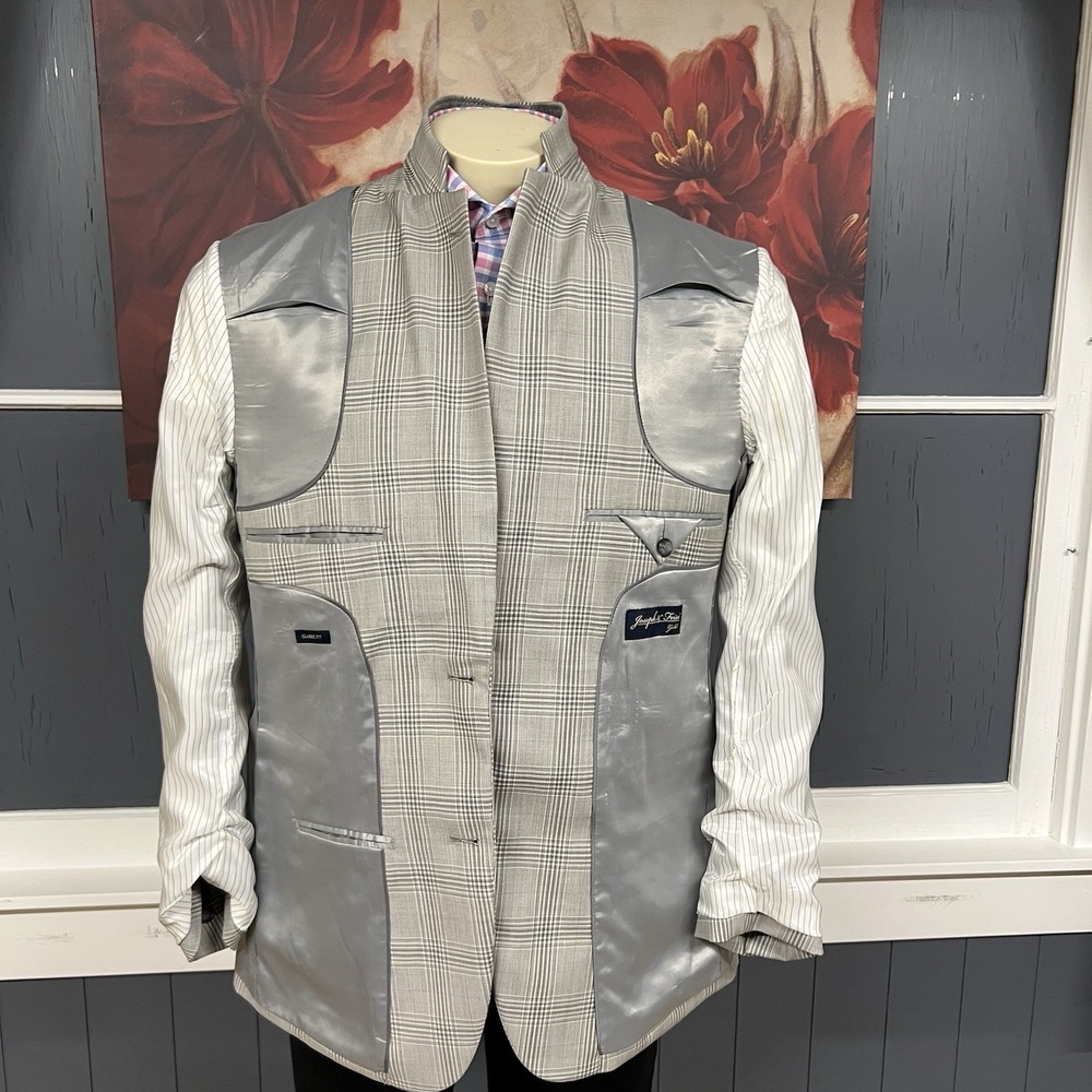 Joseph & Feiss Blazer Jacket Sport Coat Mens 40R Classic Fit Wool Polyester Gray - Picture 12 of 12